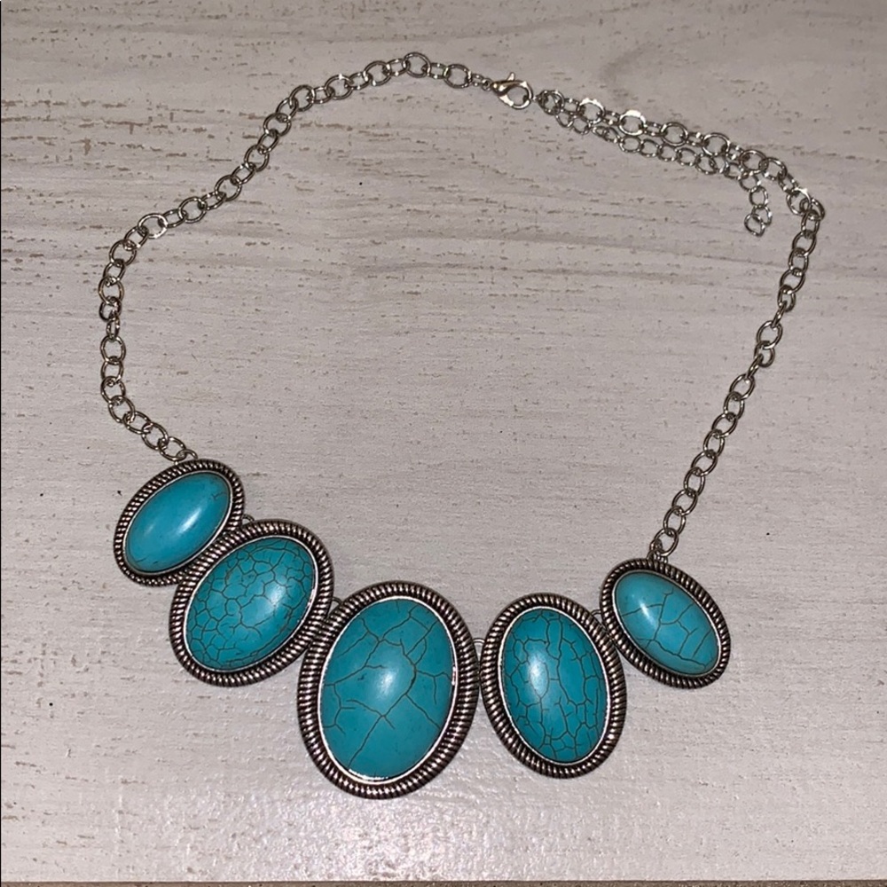 Turquoise look 5 stone necklace